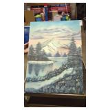 Hand painted landscape by local artist, 24' x 18'