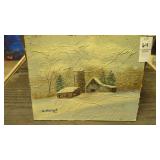 Hand painted landscape by local artist, 8' x 10'