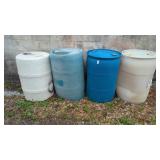 (4) plastic barrels