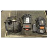 (3) battery chargers & (2) batteries