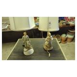 Pair of vintage porcelain figurine lamps