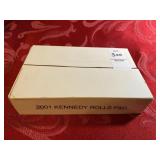 Two 2001 US mint Kennedy half one dollar rolls P