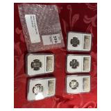 2001 S, five coin set, 25C NGC PF7 UC