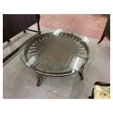 Metal and glass top coffee table 38 ' diameter,