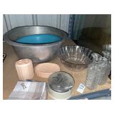 Vintage glassware, handkerchiefs & variety