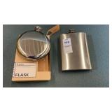 Two stainless steel flasks
