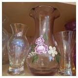 vintage amethyst glass vase,iridescent amber