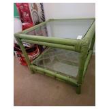 Bamboo end table glass top 20.5in. Tall 24in. X