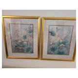Pair of oriental floral prints 29.5in x 35.5in