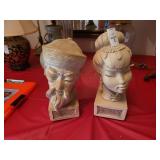 2 oriental bust 12in. Tall