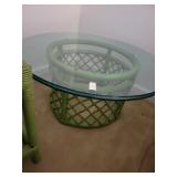Bamboo & glass top round end table 35in. Round