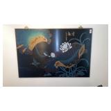 Asian hanging panel, numbered, 42 x 28 in