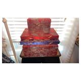 Vtg Chinese red and blue silk  jewelry or trinket