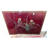 Vtg Asian wall hanging plaques ,inlaid designs on