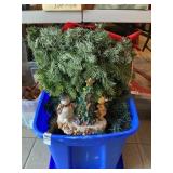 Tote of Christmas decor, three wreaths, two 3