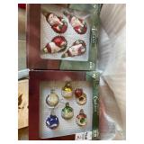 Two boxes Holiday Time glass ornaments