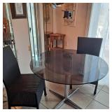 42 inch round glass Table with 2 chairs