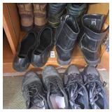 Shelf lot of assorted mens  boots and shoes