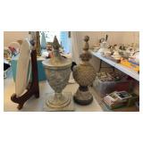 2 Decorative Finial Sculptures and Box with