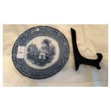 English Flow Blue dinner plate "Italia" pattern.