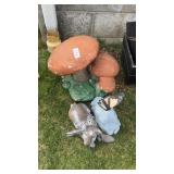Cement Mushroom Statue and other Garden Statues