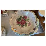 3 Decorative Ruffled Edge Bowls and Covered Glass
