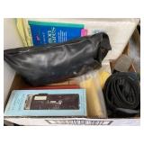 Gun cleaning supplies, web belt, microscope