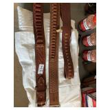Three leather ammo belts