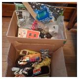 Two boxes with Shoe laces, shoe brushes shoe