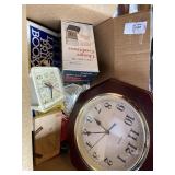 Wall clock, two alarm clocks, battery charger,