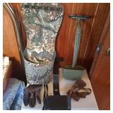 Three archery quivers, two archery shooting