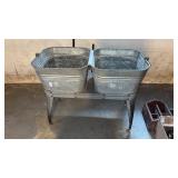 Vintage Wheeling galvanized double wash tub basin