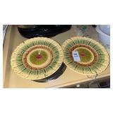 2 Black Forest Art Pottery Plates