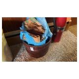 Vintage Wooden Bucket W Bags