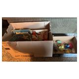 Box of Trinkets, Toys, Coloring Books and Crayons