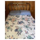 Vintage Full size headboard with lamp & bed with