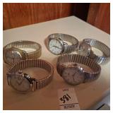 5 mens watches, 3 timex indiglo, helbros, timex