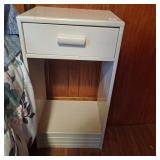 White side table,  with drawer 27 X10 1/2 X 14