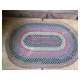 Vintage handmade braided rug - 59 x 39 inches
