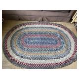 Vintage handmade braided rug 65 x 43 inches
