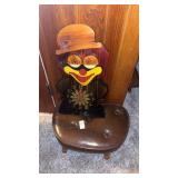 Stool and Wooden Gorilla Clock