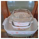 Vintage CorningWare casserole dishes Peach
