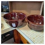 Marcrest "Daisy Dot" brown stoneware mixing bowls