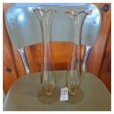 Vintage amber-colored glass bud vases (2) 10