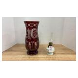Vintage Egermann-Bohemian Ruby Cut to Clear Vase