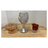 vintage pink depression glass pedestal bowl, EAPG