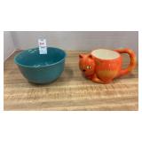 Coffee Mate Cat Mug and Royal Norfolk Bowl