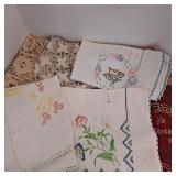 Vintage linens,1 cross stitched,3