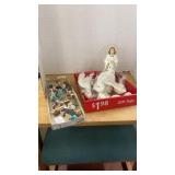 Angel tree topper, dove ornaments and miniature