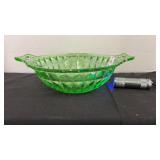 Vintage Green Uranium Glass Windsor Bowl